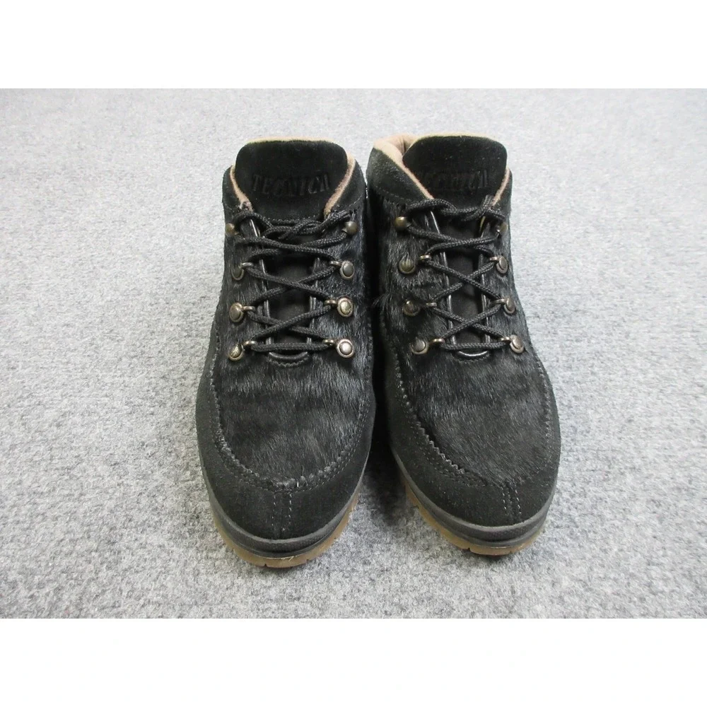 Tecnica Goat Hair Boots Womens Size 9 Black Lace Up Shoes Ankle Booties‎ EU39